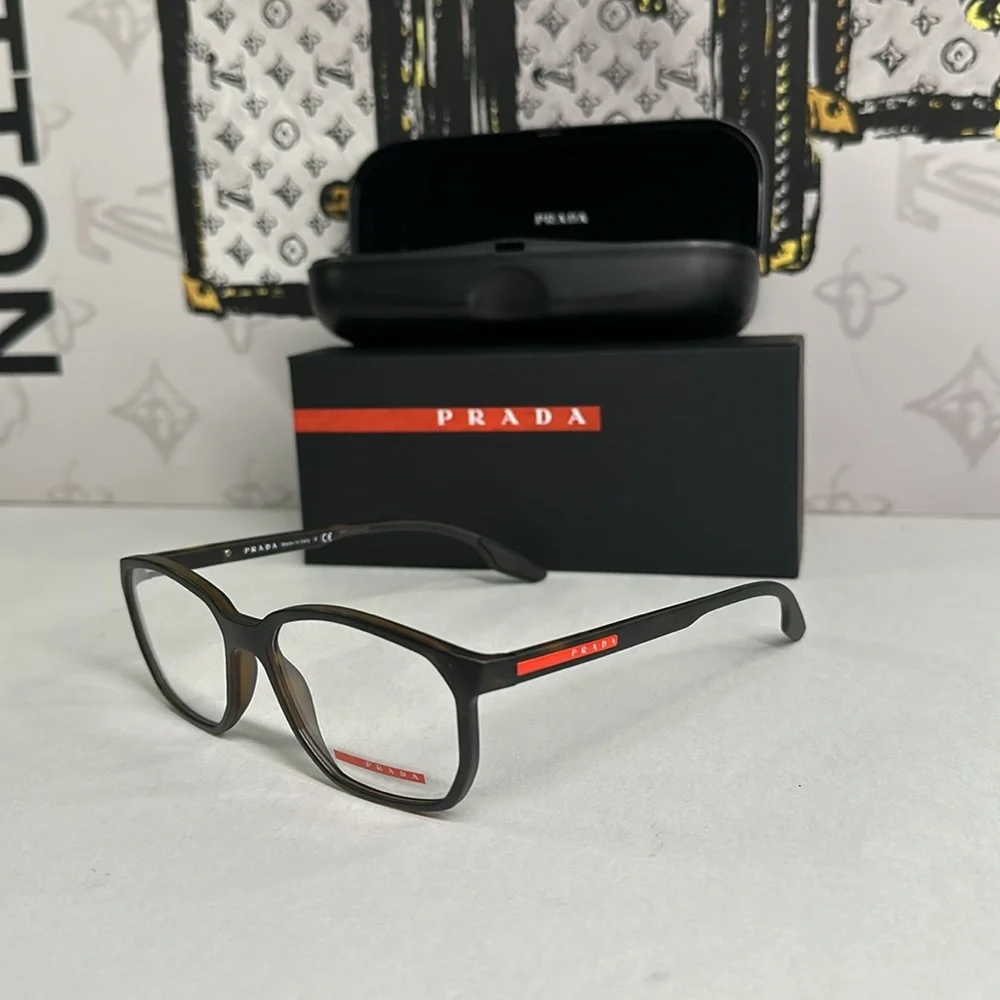 💯 Authentic-Prada Linea Rossa Demo Geometric Men's Eyeglasses PS 03MV 5641O1 53. - Picture 3 of 11